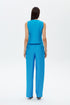Azure blue high waist wide leg trousers